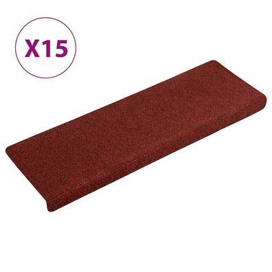 vidaXL Treppenmatten 15 Stk. Nadelvlies 65x21x4 cm Rot