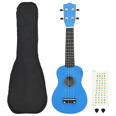 vidaXL Sopran-Ukulele-Set mit Tasche für Kinder Babyblau 23"