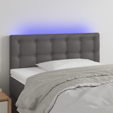 vidaXL LED Kopfteil Grau 90x5x78/88 cm Kunstleder
