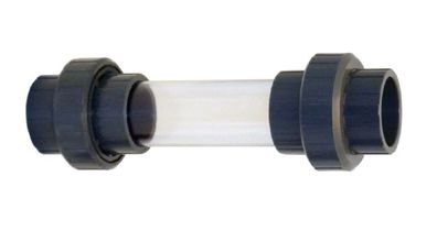 50 mm PVC Rohr Schauglas mit Verschraubung-Klebemuffe
