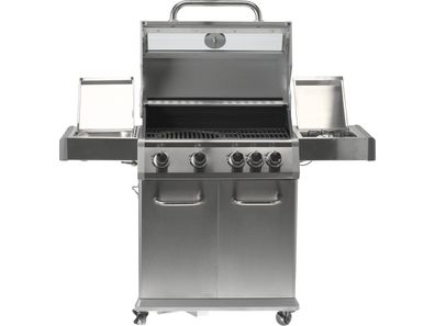 Gasgrill 14,2kW, 4 + 1 Brenner, Edelstahl 133x57x113cm, Sichtfenster