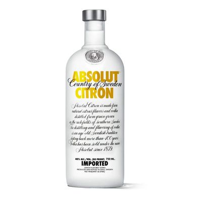 Absolut Citron Vodka 0,75L - 1988 Edition mit Thin Cap und Box - Zitronenaroma Wodka