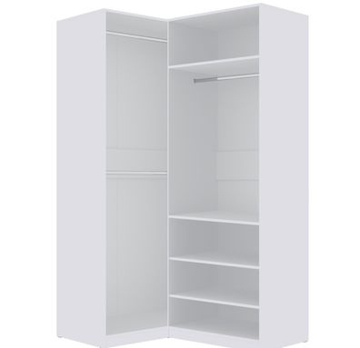 TRES Set K/B offener Kleiderschrank mit Kleiderstangen und Einlegeböden, Weiß