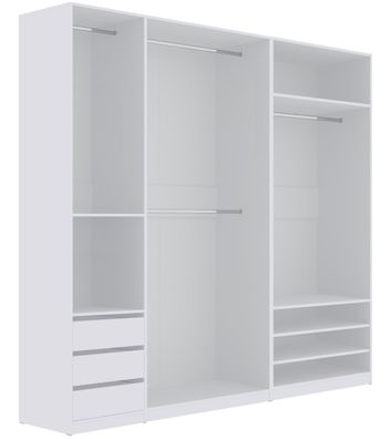 TRES L/B offener Kleiderschrank mit Kleiderstangen, Einlegeböden für Kleidung