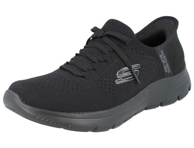 Skechers Summits Damen Schlupfsneaker Halbschuhe Slipper schwarz Textil vegan