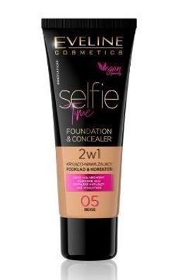 Eveline Selfie Zeit 2in1 Foundation-Concealer - Beige - 30 ml fuer makellosen Teint