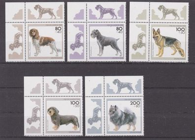 BRD 1995 postfrisch Ecke oben links MiNr. 1797-1801 Für die Jugend Hunderassen