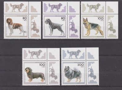 BRD 1995 postfrisch Ecke oben rechts MiNr. 1797-1801 Für die Jugend Hunderassen