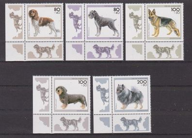 BRD 1995 postfrisch Ecke unten links MiNr. 1797-1801 Für die Jugend Hunderassen