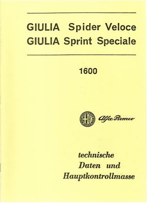 Reparaturanleitung Alfa Romeo Giulia, Spider, Veloce, Giulia, Sprint, Speziale