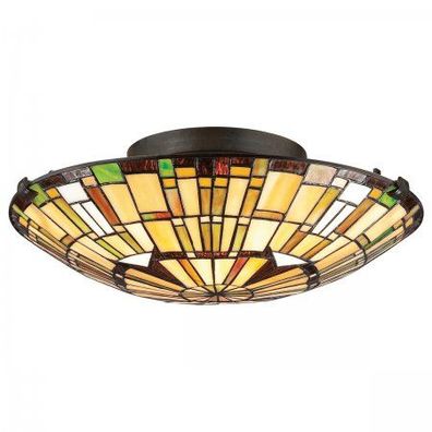 Elstead Lighting Reed Deckenleuchte 2 flammig im Tiffany-Stil ? Valiant Bronze E27