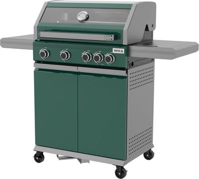 Gasgrill 14,5kW, 4 + 1 Brenner, Edelstahl 138x58x118cm, Sichtfenster