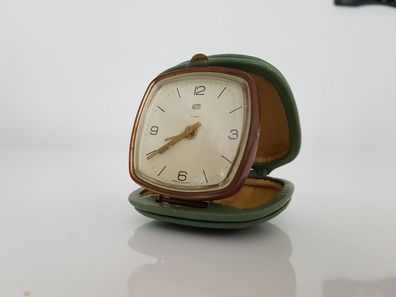 Vintage DDR Reisewecker Ruhla 1950er Uhr Wecker Taschenuhr Tischuhr Tischwecker