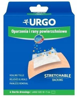 Urgo Brand- und Wundpflaster Set - 4 Stueck fuer zuverlaessigen und sanften Schutz