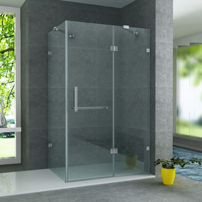 Belvit Duschkabine mit Pendeltür 8 mm ESG Glas mit Nano Beschichtung 90x120x195 cm