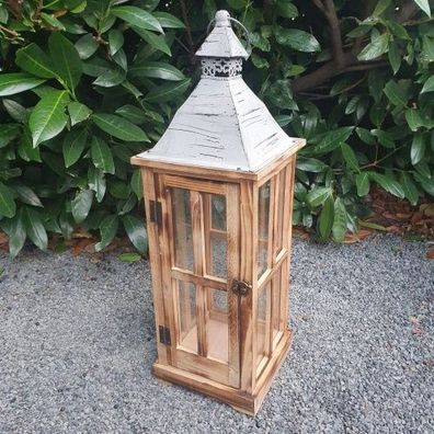 Holzlaterne Windlicht Laterne braun 56 cm Kerzenhalter