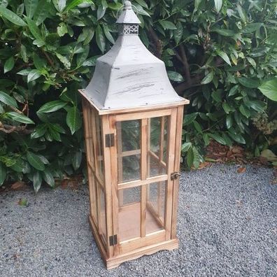 Holzlaterne Windlicht Laterne braun 75 cm Kerzenhalter