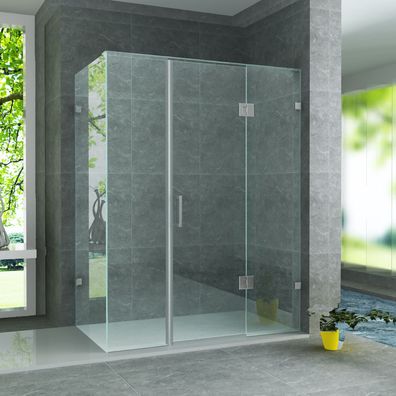 Duschkabine mit mittiger Pendeltür 8 mm ESG Glas Nano Beschichtung 90x120x195 cm