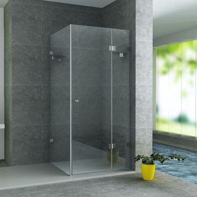 Duschkabine mit Schwenkbarem Seitenteil 8?mm ESG Glas mit Nano-Beschichtung 90x9