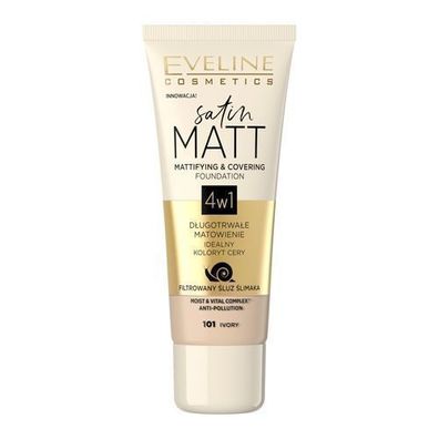 Eveline Satin Matt Foundation - Mattierende Gesichtsgrundierung 101 Elfenbein, 3