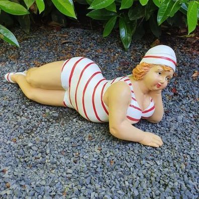 Gartenfigur liegend Badenixe Figur 37 cm lang