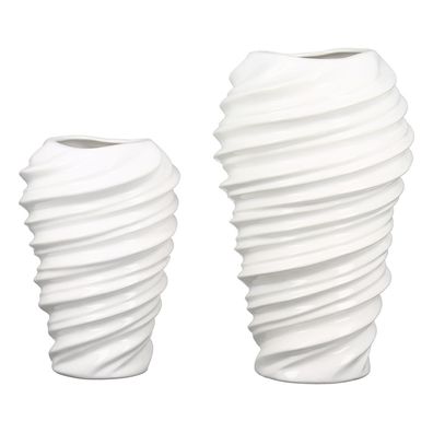 Casablanca Vase "Twist" Porzellan . weiß . glasiert mit Rillenstruktur H= 27 cm Ø