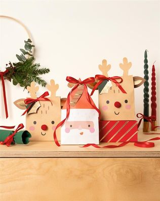 DIY Papiertüten Set Weihnachtsmann & Rentier, 29 tlg