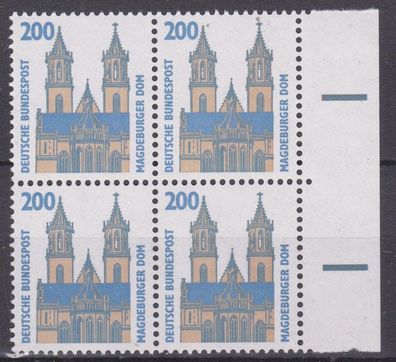 BRD 1993 postfrisch SKW vierer Block Seitenrand rechts MiNr. 1665 Magdeburger Dom