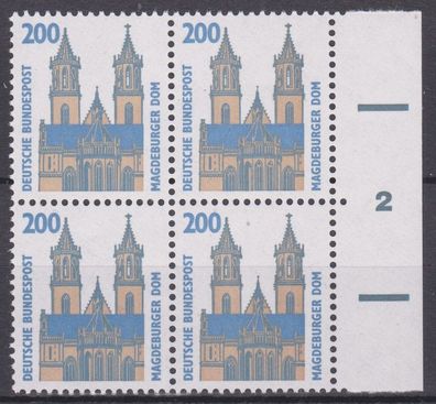 BRD 1993 postfrisch SKW vierer Block Seitenrand rechts (2) MiNr. 1665 Magdeburger Dom