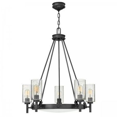 Elstead Lighting Collier 5-Light Kronleuchter 5-flammig Schwarzoxig Saatglas