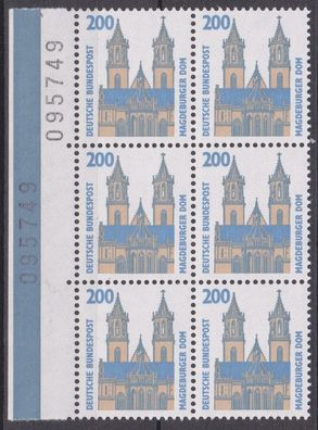 BRD 1993 postfrisch SKW 6er Block mit Bogennummer MiNr. 1665 Magdeburger Dom