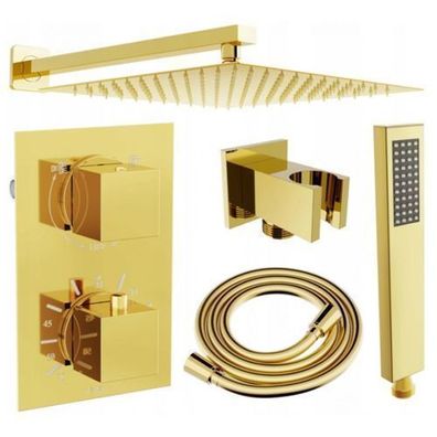 Mexen Cube Duschset Unterputz Thermostat Gold