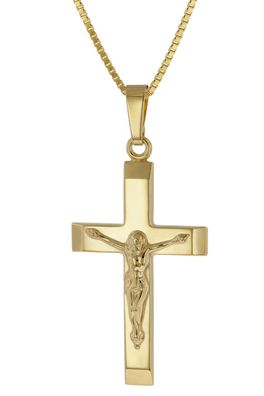 trendor Schmuck Kruzifix-Anhänger Gold 333 / 8K mit goldplattierter Herren-Kette 411