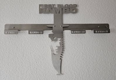 Rambo 1-4 Messer Designer Wandhalter Edelstahl 3D Effekt