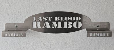 Rambo 5 Messer Designer Wandhalter Edelstahl 3D Effekt