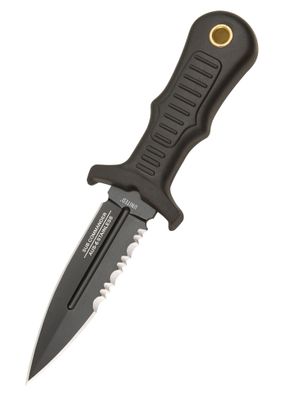 United Cutlery Combat Commander Mini-Stiefelmesser, Schwarz, Halb-gezahnt