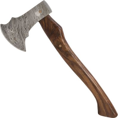 Axt mit Damastblatt 176 Lagen Damast Walnussholz 80314