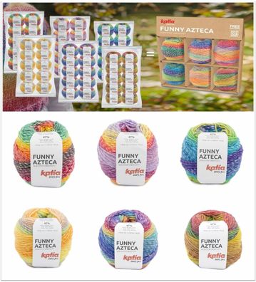 100g Katia Funny Azteca Farbverlaufsgarn Wolle zum Stricken Häkeln GP 105,00€/kg