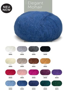 25g Schachenmayr Elegant Mohair Wolle Garn zum Stricken Häkeln GP 250,00€/1kg