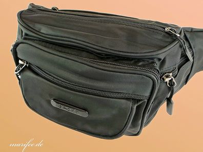 Grosse Bauchtasche Canvas, Unisex, 6 Fächer, Schwarz Art.-Nr. 13220