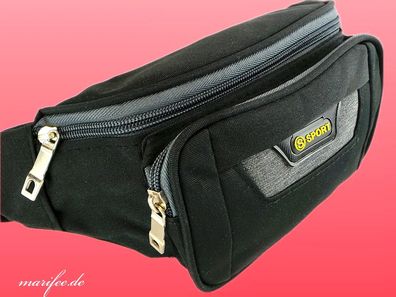 Bauchtasche Canvas, Unisex, 3 Fächer, Schwarz Art.-Nr. 13223