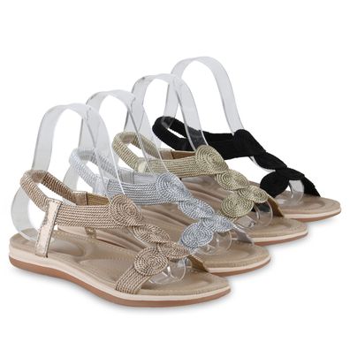 VAN HILL Damen Riemchensandalen Sandalen Basic Sommer Freizeit Schuhe 841056