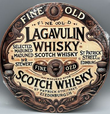 Blechschild-Lagavulin-Scotch Whisky-rund-ca. 20cm-Deko/Bar