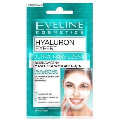 Eveline Hyaluron Expert Glaettende Gesichtsmaske Ultra-Feuchtigkeitspflege, 7 ml