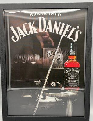 3D-Bild/Effekt-Break into Jack Daniel´s-Whiskey/Billiard-30x40cm-mit Rahmen