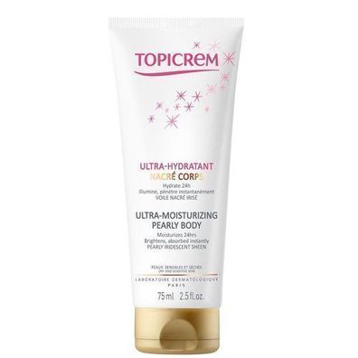 Topicrem Feuchtigkeitsspendende Koerpermilch mit Perlmutt-Finish, 75ml