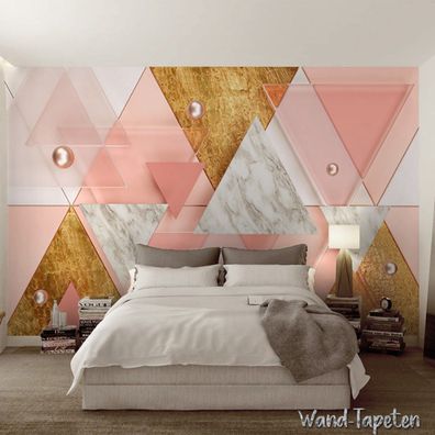 Vlies Fototapete Wandtapete Wandbilder 3D Luxuriöse Rosa Dreieck Moderne 3283