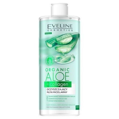 Eveline Kosmetik Bio Aloe + Kollagen Mizellarwasser, 500ml - Sanfte 3-in-1 Reini