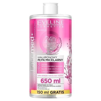 Eveline Facemed+ Hyaluron Mizellenwasser 3in1, 650 ml