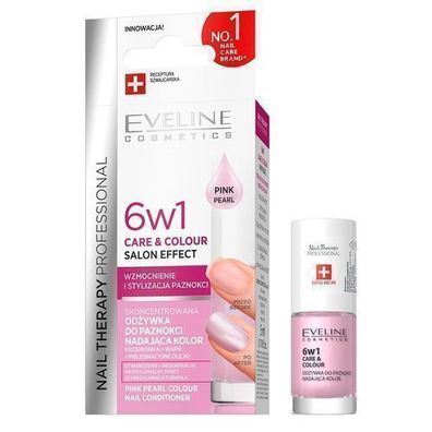 Eveline 6in1 Nagelpflege & Farbtherapie Nagelspuelung Pink Pearl, 5 ml